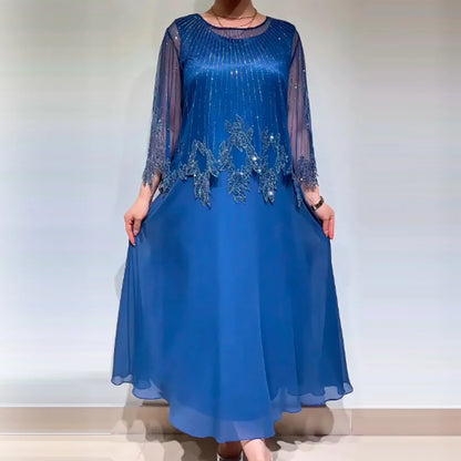 Sukienka Celestia – Elegancka Sukienka Szyfonowa z Haftem