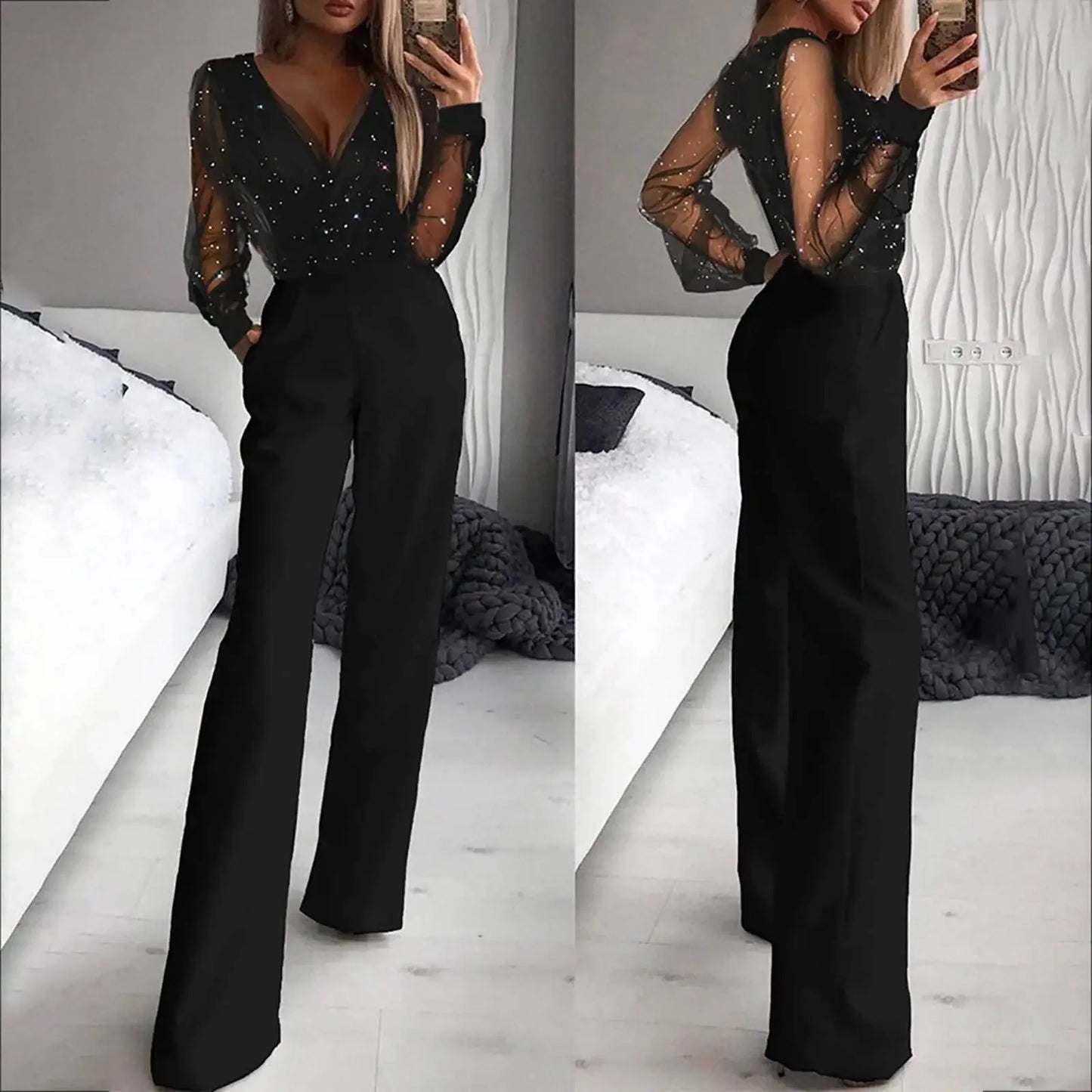 Celestine | Midnight Sparkle Jumpsuit