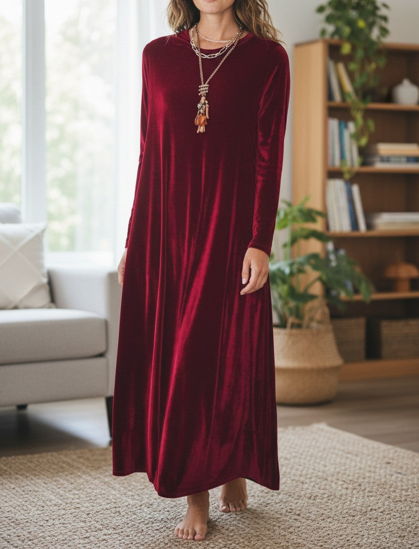 Valencia | Elegancka Welurowa Sukienka Maxi